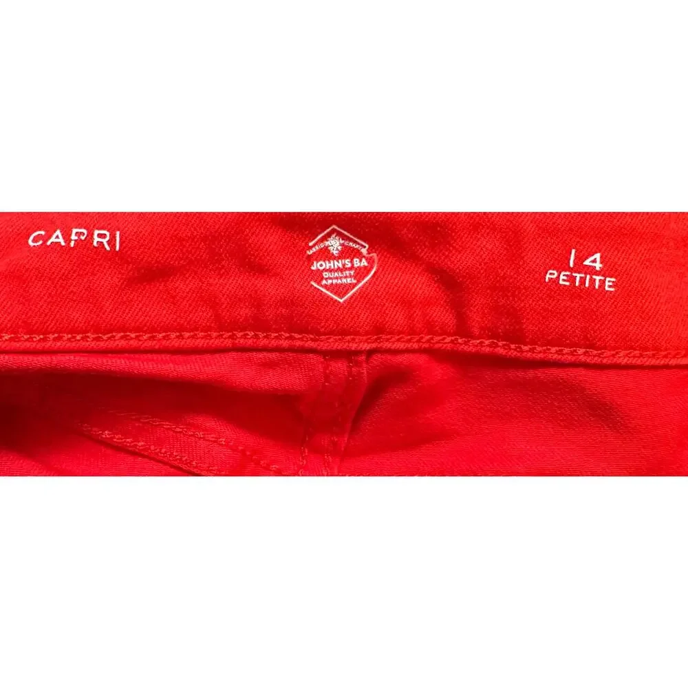 2/$15 St. John's Bay Slim Fit Capri Jeans Red Denim Cropped Petite Size 14P - Picture 5 of 6